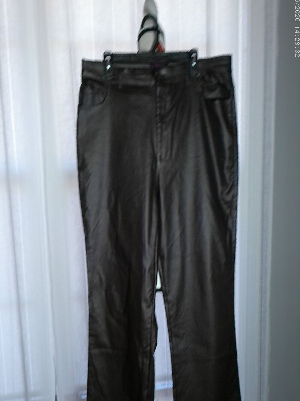 CWONDER By Christian Siriano 5 Pocket Wide Leg Imitation Leather Brown Pants 18W